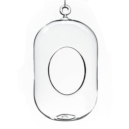 8 x 5 in. Clear Cylindrical Hanging Glass Terrarium & Candle Holder