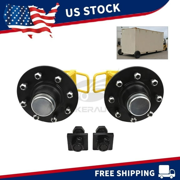 8 x 6.5 Lug 9000LB Shipping Container Wheels, Bolt-on Spindle Kit