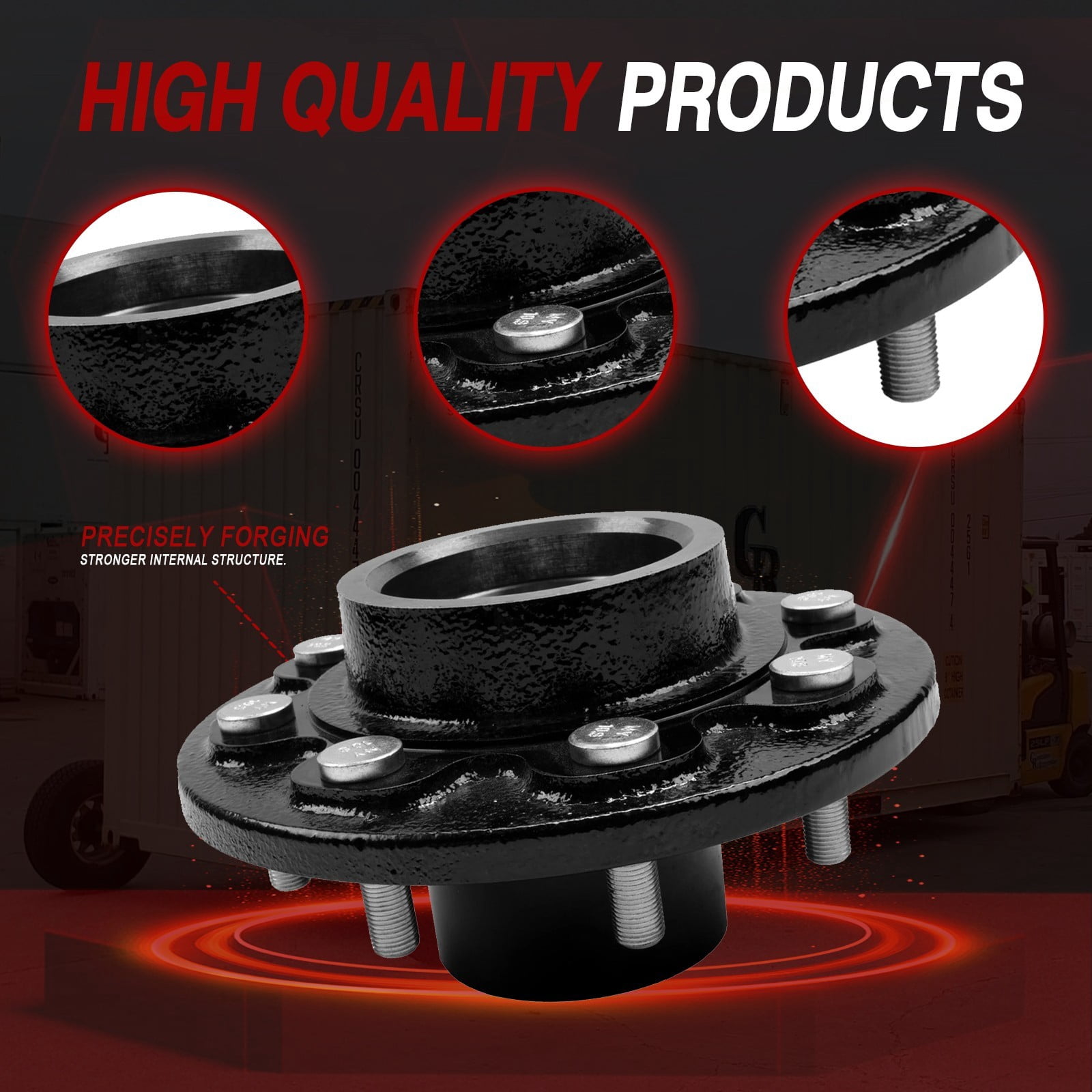 8 x 6.5 Lug Bolt On Wheels Fit For shipping Container Hub and Spindle ...