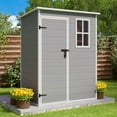 thumbnail image 1 of Aiho 5' x 3' Outdoor Storage Shed, Plastic Storage House with Lockable Door for Backyard , Gray, 1 of 10