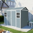 thumbnail image 1 of 8 x 6 FT Resin Outdoor Storage Shed, Waterproof Outdoor Shed with Floor & 2 Windows & Lockable Door, Tool Shed with Air Vents for Garden, Patio, Backyard, Gray, 1 of 8