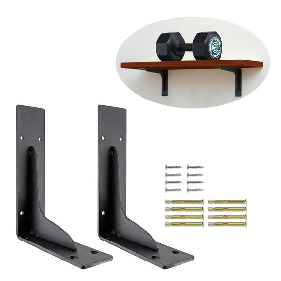 8"x 6"Shelf Brackets,L Shelf Brackets, die-cast Formation, Vertical Angle, Premium Alloy Metal Heavy Duty Shelf Bracket, high Strength Mounting Hardware Included, with Wooden Board,Corner, Pack of 2