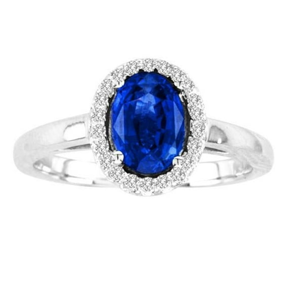 8 x 6 in. 14K White Gold Oval Sapphire I-1 Gemstone Ring