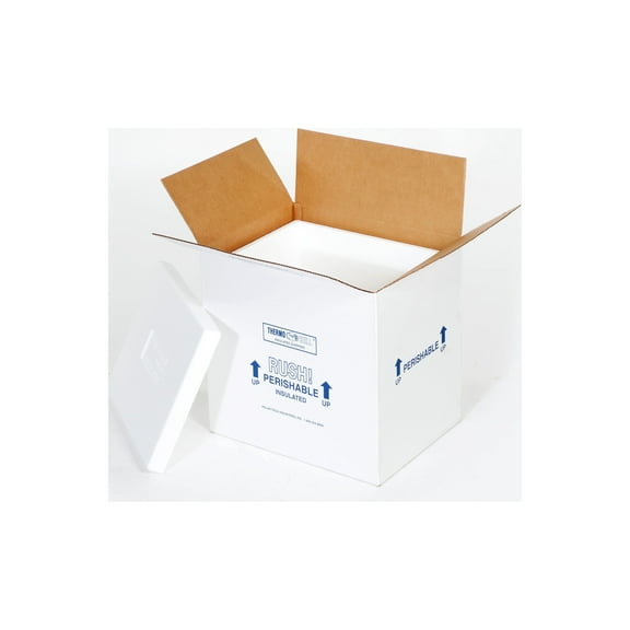 8 x 6 x 12" White Insulated Shipper 1 1/2" Thick