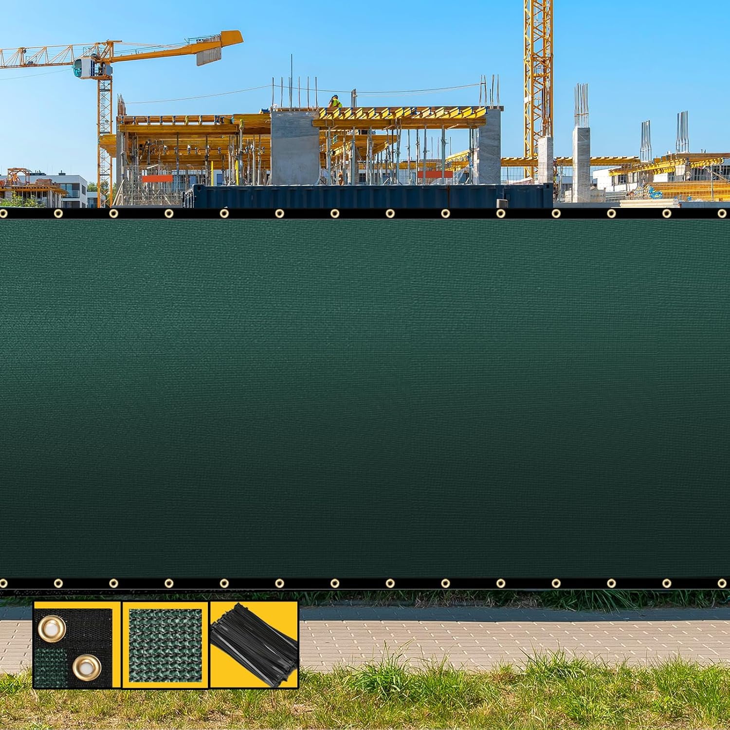 8' x 60' Green Fence Privacy Screen,with Bindings & Grommets,Heavy Duty ...