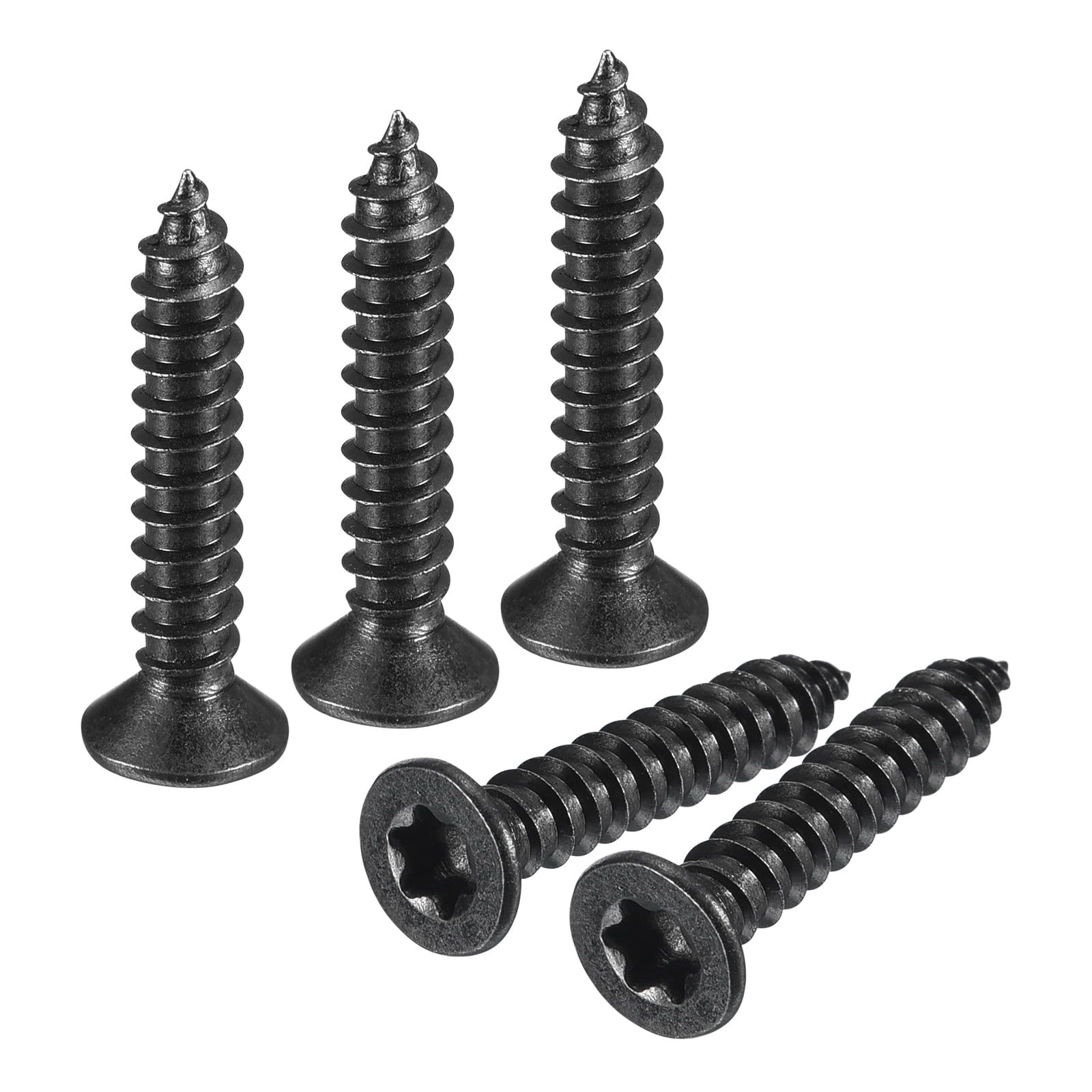 #8 x 7/8-inch Flat Head Torx/Star Wood Screws, 150 Pcs 304 Stainless Steel, Full Threaded, Black Coated, Fit T20 Bit