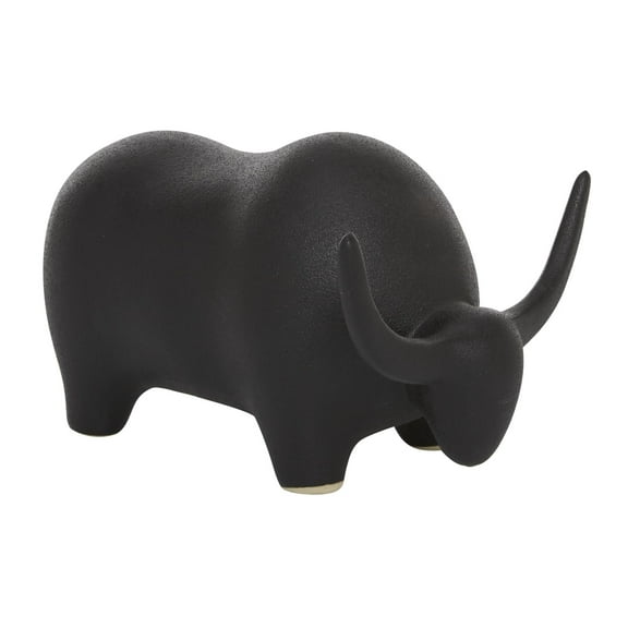 8" x 7" Black Ceramic Bull Sculpture, by DecMode