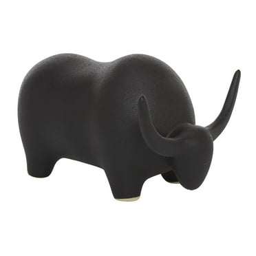 8" x 7" Black Ceramic Bull Sculpture, by The Novogratz