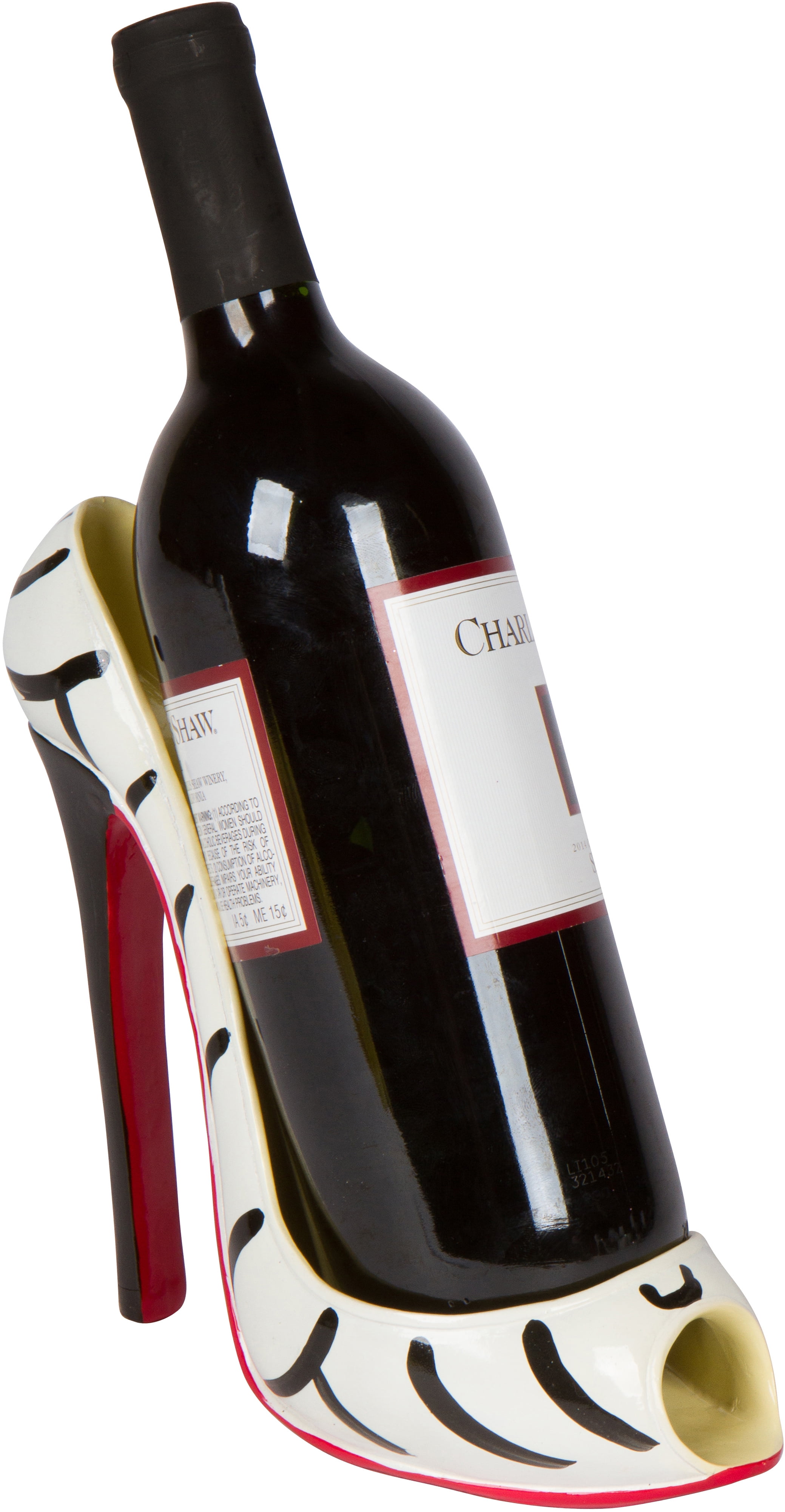 8" x 7" High Heel Wine Bottle Holder - Stylish Conversation Starter Wine Rack By Hilarious Home (Zebra)