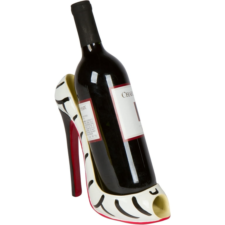 Hilarious Home High Heel Wine Bottle Holder Stylish Zebra Shoe