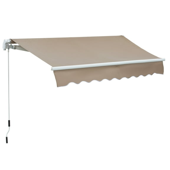 8' x 7' Patio Retractable Awning, Manual Exterior Sun Shade Deck Window Cover, Brown