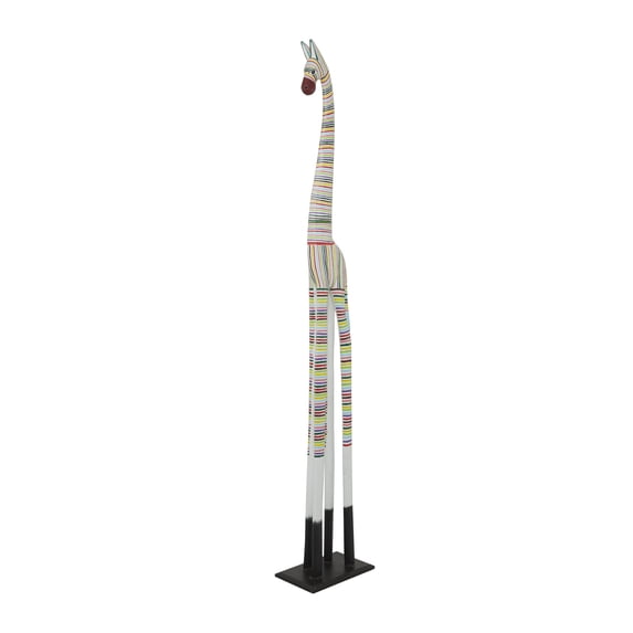 8" x 71" Multi Colored Wood Handmade Giraffe Sculpture, by DecMode