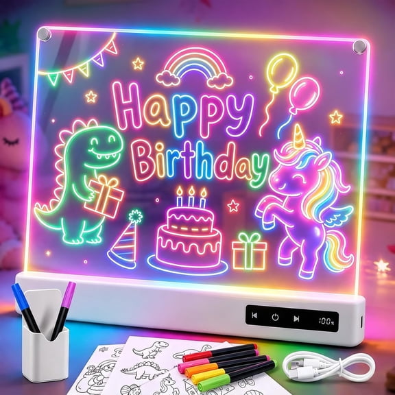 KIDSNADO Rechargeable LED Drawing Board 16 Inch with 1200mAh Battery, Magnetic Glow Writing Pad for Kids, Light Up Arts and Crafts Toy