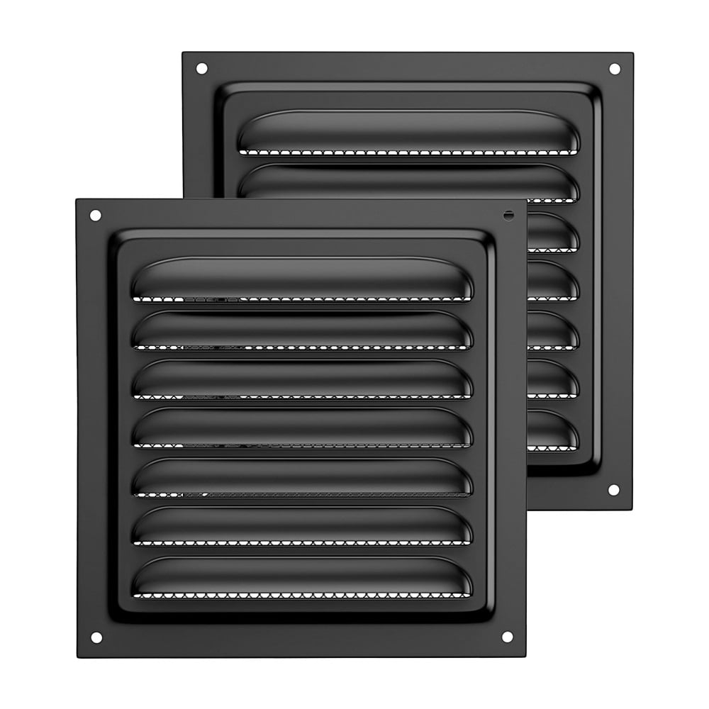 8 x 8 Attic Vents Gable Vents, 304 Stainless Steel Louvered Grille Cover, White Wall Vent,Best for Small Vehicle, Cockloft, Bedrooms, Garage Door Wall Ventilated (Black)