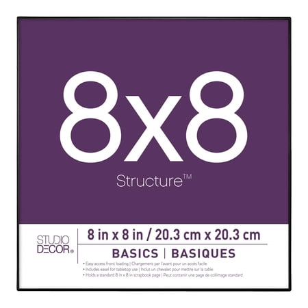 Studio Decor 8" x 8" Basics Black Frame - Includes Pre-attached Hanging Hardware, Horizontal or Vertical Display - 1 Pack