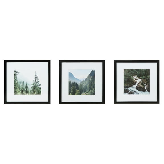 8" x 8" Black Gallery Picture Frame with Mat by Studio Decor - Includes Pre-attached Hanging Hardware - Horizontal or Vertical Display Frame for Posters - Photos and Art Prints - 3 Pack