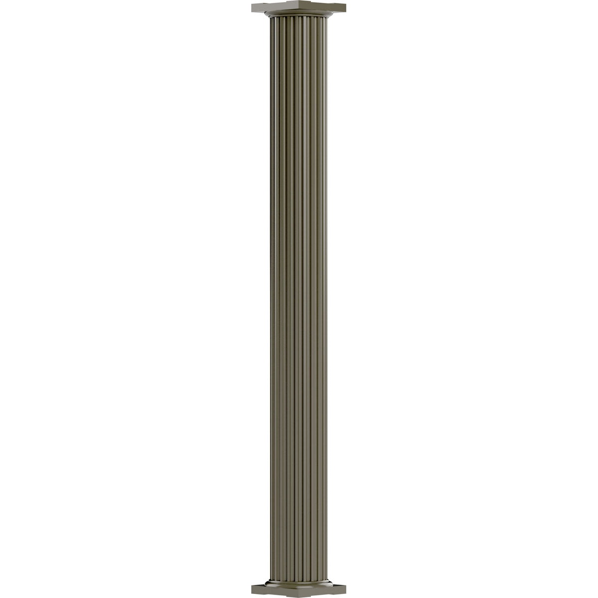 8" x 8' Endura-Aluminum Column, Round Shaft (For Post Wrap Installation), Non-Tapered, Fluted, Clay Finish w/ Capital & Base