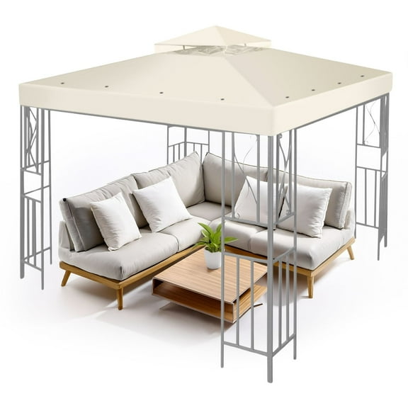 Gazebo Cover Replacement Canopy Top 8x8 Ft (2.4m x 2.4m) - Double Tier Top Canopy Cover Replacement with UV30+, Dirt, Water Resistant for Outdoor, Sunshade, Garden, Patio, Pavilion (Ivory)