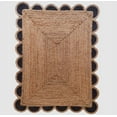 thumbnail image 1 of 8 x 8 Feet Square ( 240 cm x 240 cm ) Natural Jute with Black Scalloped Area Rugs , Home Decor Rugs, 1 of 1