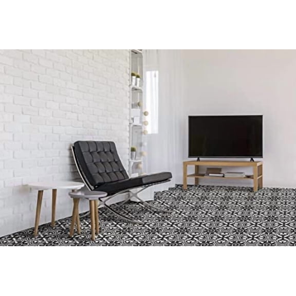 8 x 8 Flora Black White Reverso Porcelain Pattern Modern Classic Wall Floor Tile (4)