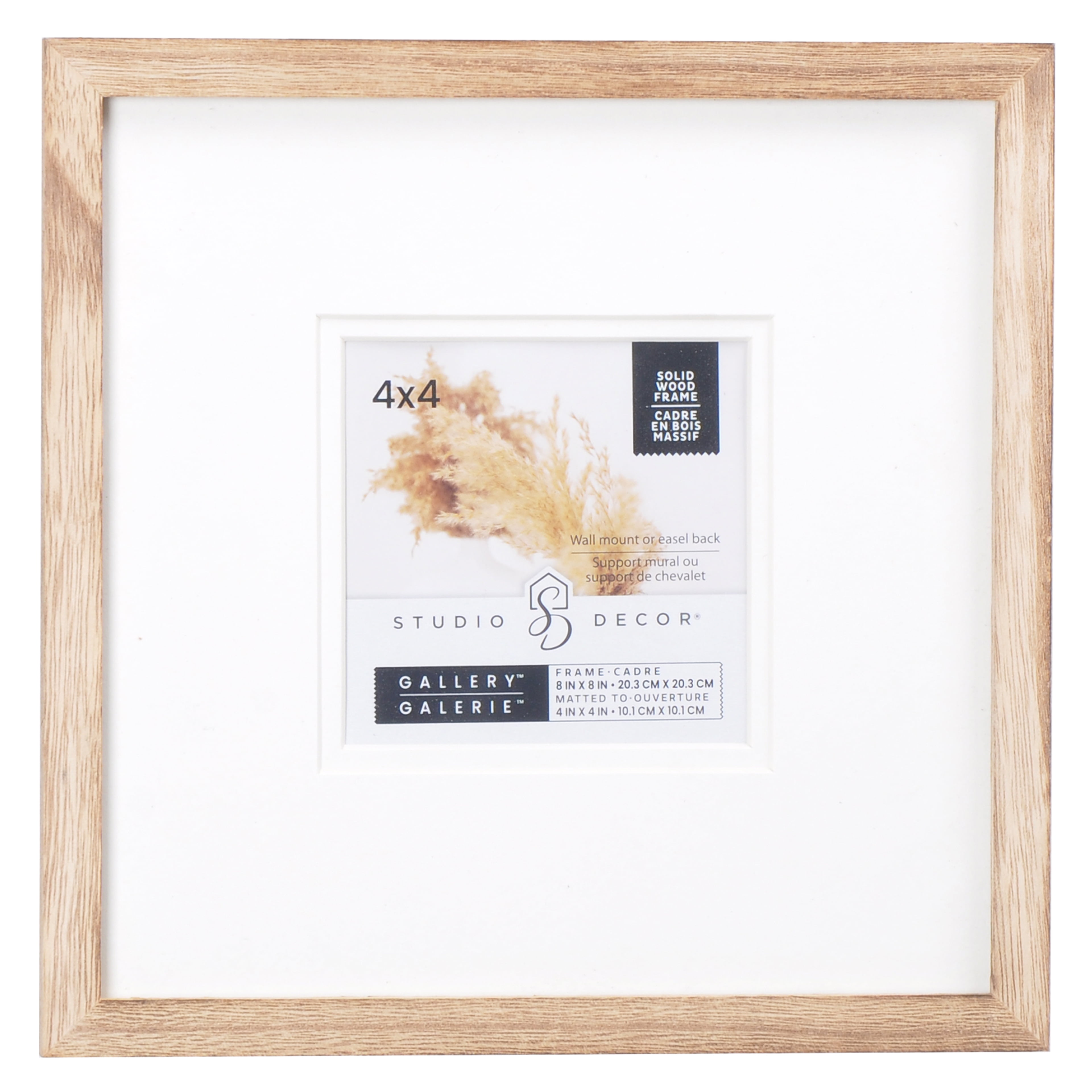 8" x 8" Natural Wood Picture Frame with White Mat