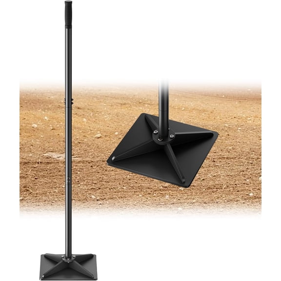 8" x 8" Heavy Duty Steel Tamper with 44.7 inch Adjustable Handle & Rubber Grip, Thickened Steel Garden Dirt Tamper Tool for Ground & Gravel Leveling, Soil Tamper for Yard, Sand, Driveway