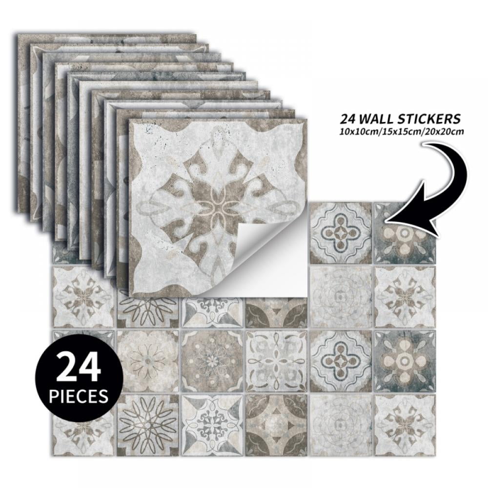 8 x 8 Inch Peel and Stick Wall Stickers,Set of 24, Sticky Backsplash Vinyl Waterproof Removable Tile Sticker Decals for Bathroom & Kitchen