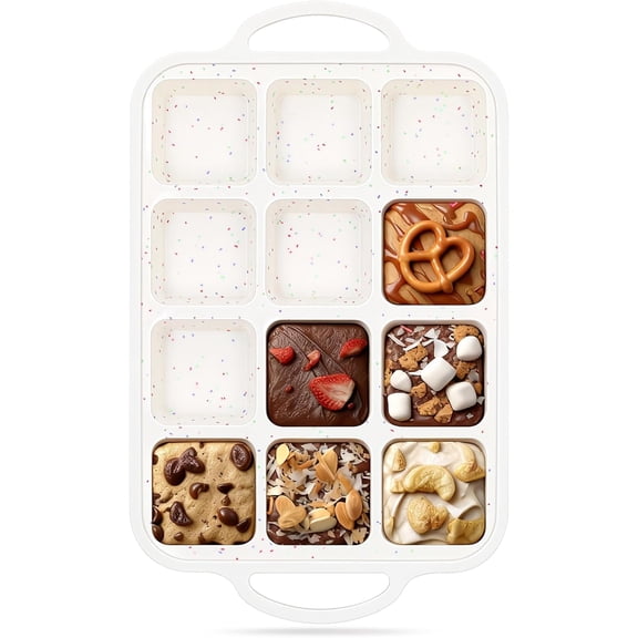 8 x 8 Inch Silicone Square Brownie Cake Pan with Metal Reinforced Frame, Nonstick Silicone Brownie Pans BPA Free Suitable for Making Cakes, Brownies, Bread