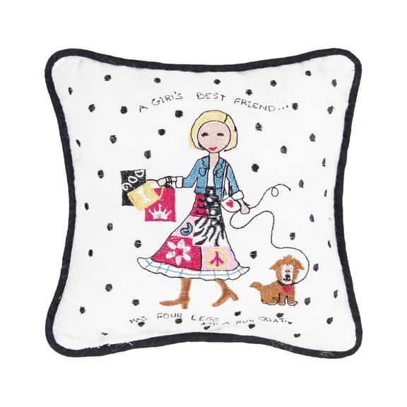 Peace Love & Puppies Small/Petite Embroidered Accent Pillow, 8" x 8"