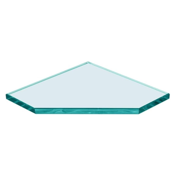 8" x 8" Pentagon Glass Corner Shelf - Shelf Only - Tempered - 3/8" Thick - Flat Polished Glass