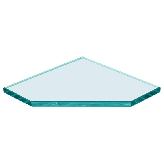 8" x 8" Pentagon Glass Corner Shelf - Tempered - 3/8" Thick - Flat Polished Glass