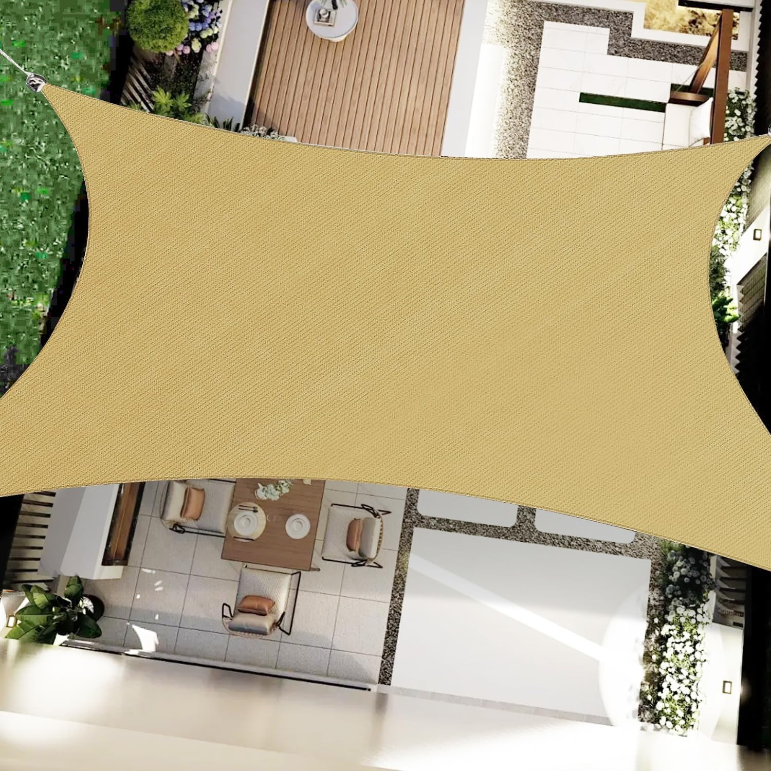 Shady Lady Square Shade Sail 280GSM Multi Sizes SAND BLACK GREY - Foto 13