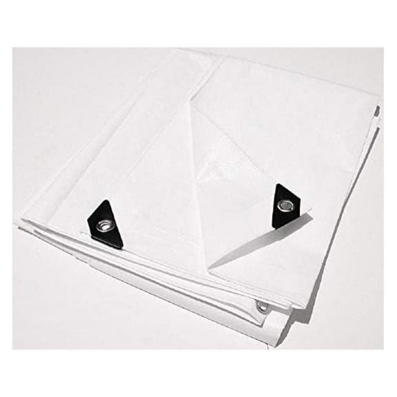 8' x 8' White Heavy Duty Waterproof 12 mil Tarp with Grommets (Finished Size Approx. 7'6" x 7'6") Canopy Tent Craft Fair Flea Market Swap Meet Booth