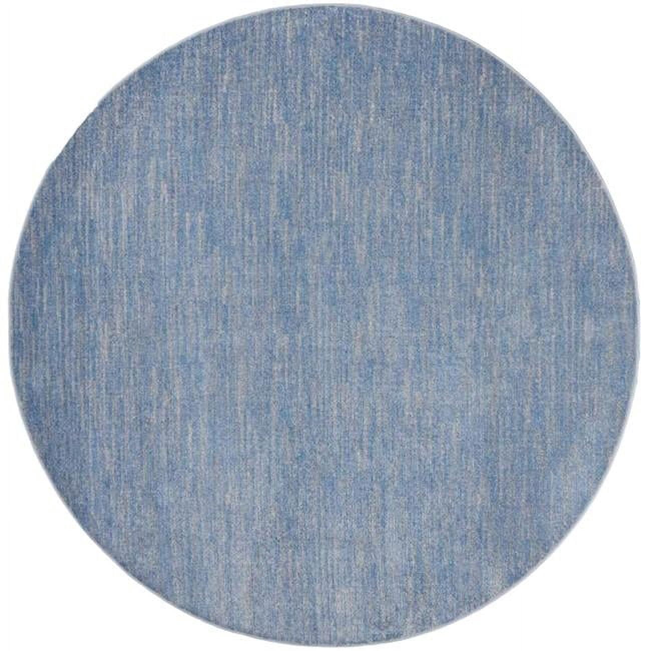 8 x 8 ft. Blue & Grey Round Striped Non Skid Indoor & Outdoor Area Rug ...