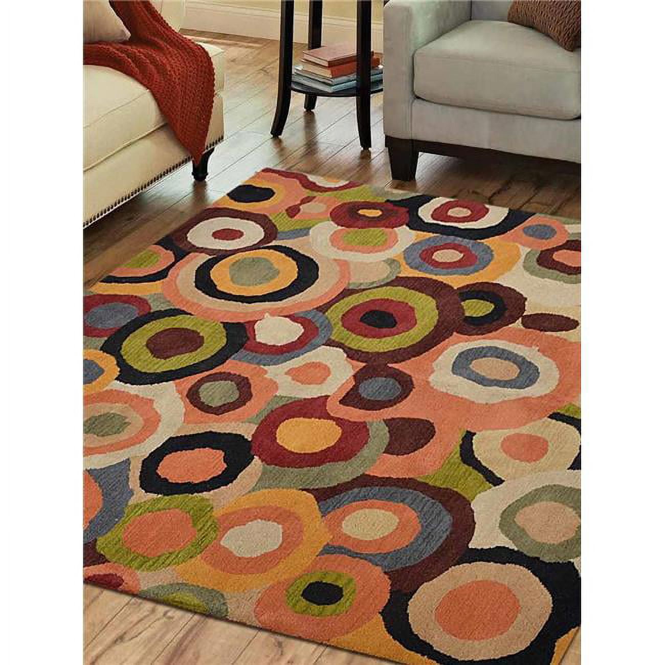 8 x 8 ft. Hand Tufted Geometric Wool Square Area Rug, Multi Color ...