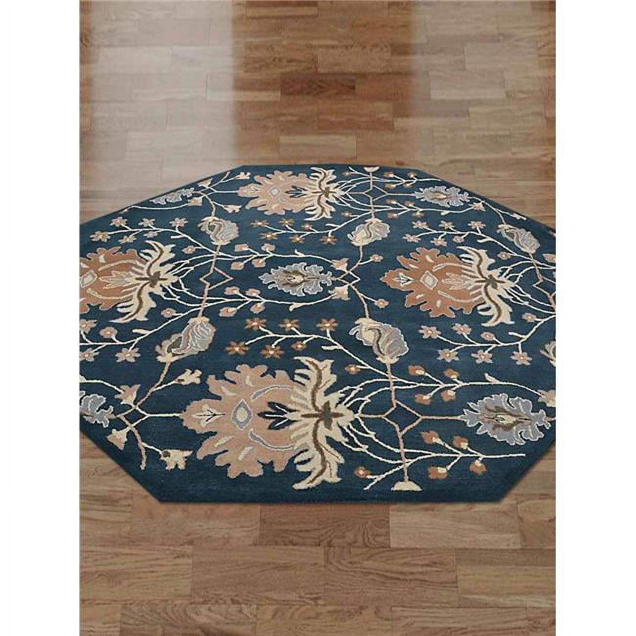 8 x 8 ft. Hand Tufted Wool Octagon Floral Area Rug, Blue - Walmart.com
