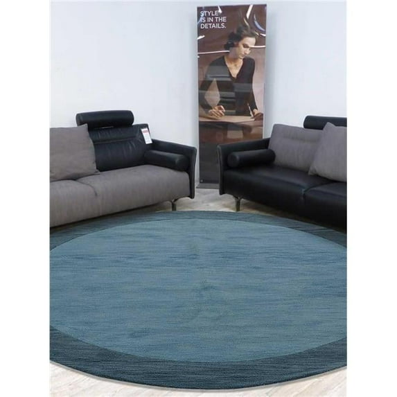 8 x 8 ft. Solid Blue Hand Tufted Wool Round Area Rug