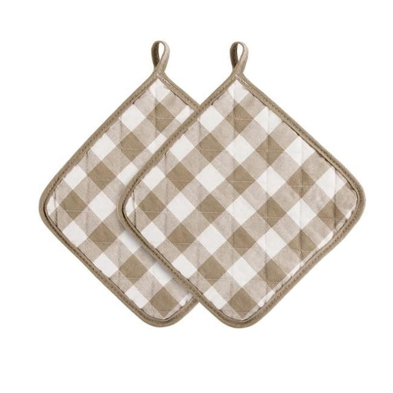 8 x 8 in. Buffalo Check Pot Holders, Taupe