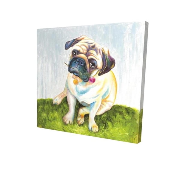 8 x 8 in. Cute Pug with A Rose In His Mouth-Print on Canvas