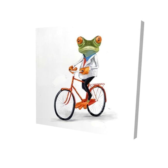8 x 8 in. Funny Frog Riding A Bike-Print on Canvas