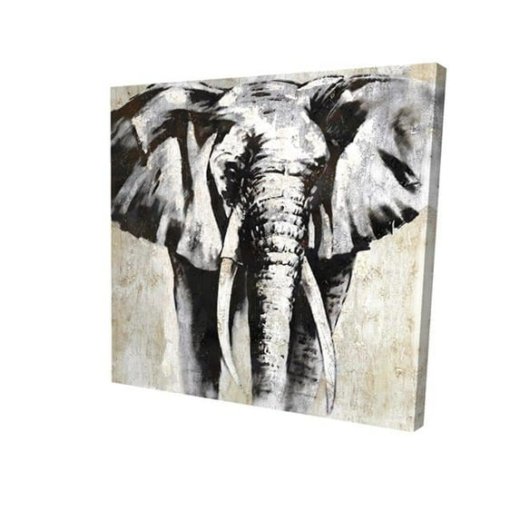 8 x 8 in. Greyscale Elephant-Print on Canvas