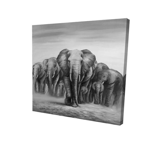 8 x 8 in. Herd of Elephants-Print on Canvas