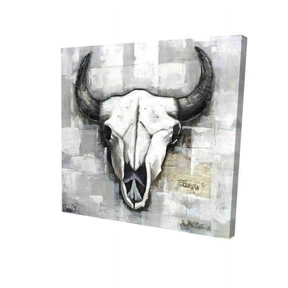 8 x 8 in. Industrial Style Bull Skull-Print on Canvas