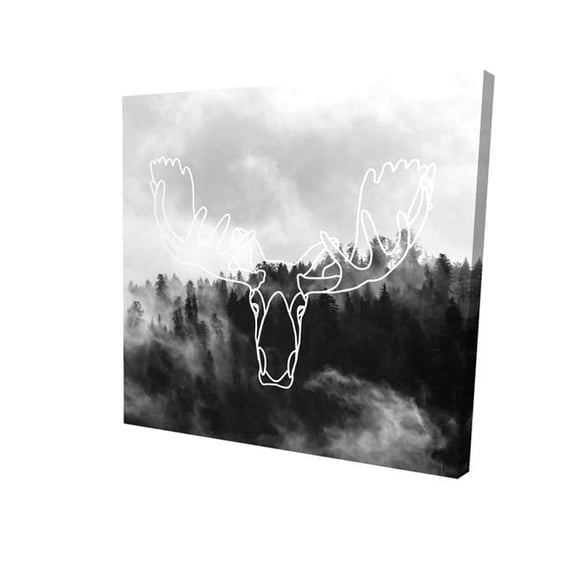 8 x 8 in. Minimalist Moose Head-Print on Canvas