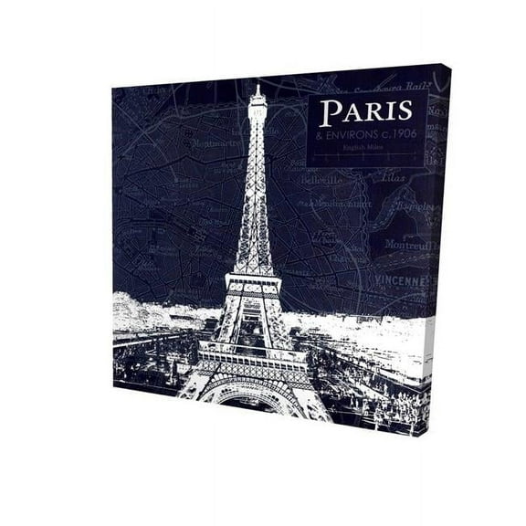 8 x 8 in. Paris Blue Print & Eiffel Tower-Print on Canvas