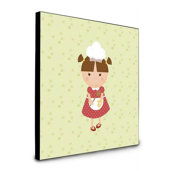 8 x 8 x 0.625 in. Brunette Baker on Green Artwork Panel Wall Decor