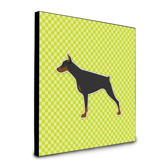 8 x 8 x 0.625 in. Doberman Pinscher Checkerboard Green Artwork Panel Wall Decor