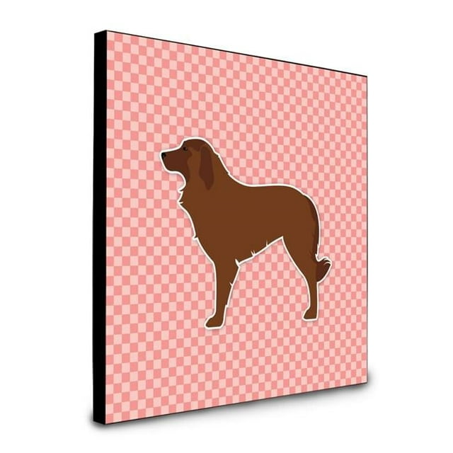 8 x 8 x 0.625 in. Portuguese Sheepdog Dog Checkerboard Pink Artwork Panel Wall Decor