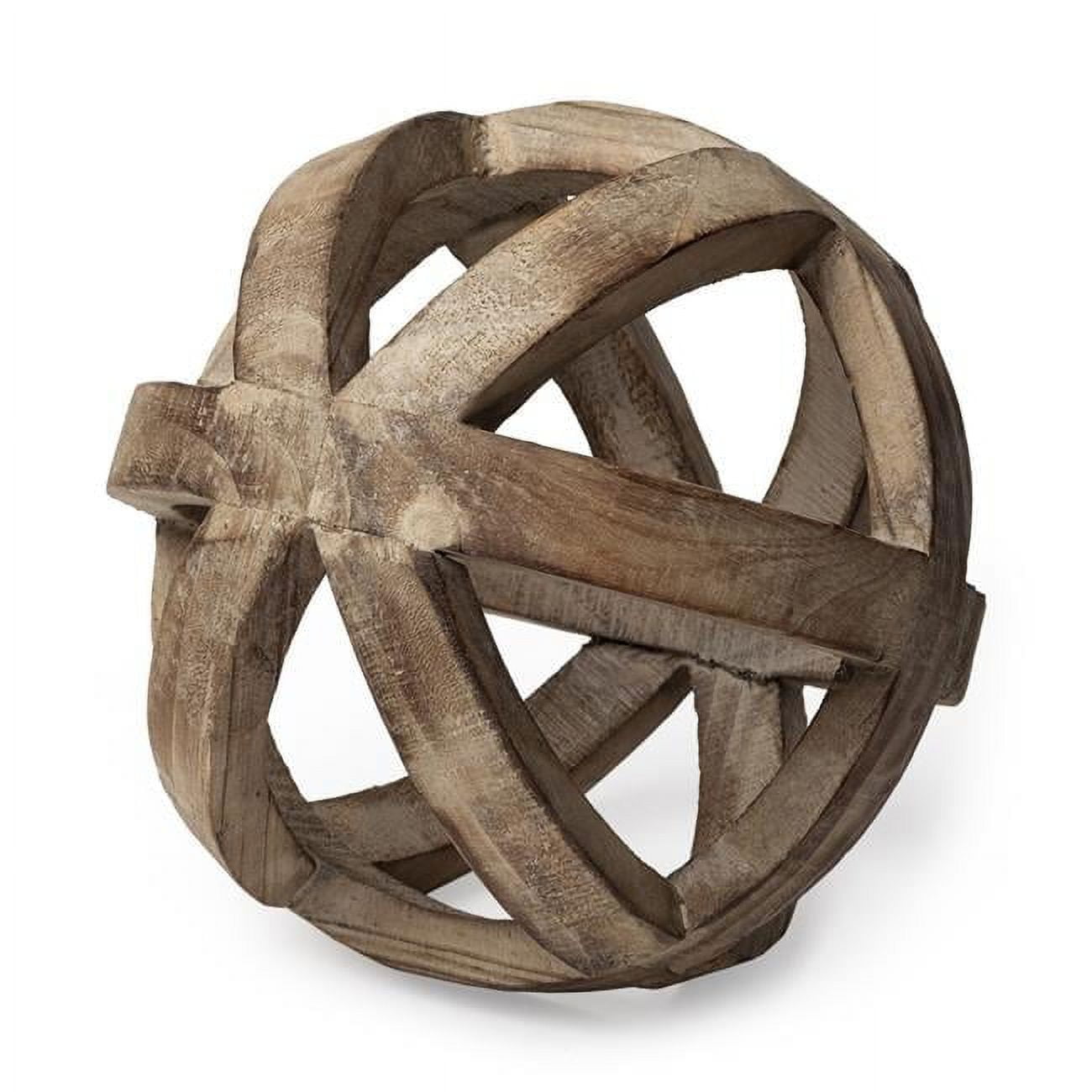 8 in. Medium Brown Solid Wood Hollow Orb Sculpture