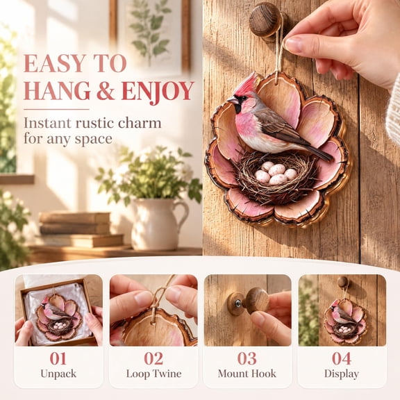 8 x 8cm 2D Acrylic Wood Grain Print Hanging Plaque, Style A, Decorative Hanging Accent for Home Displays and Gift Presentation, Themed Ornament for Living Room and Entryway Decorating